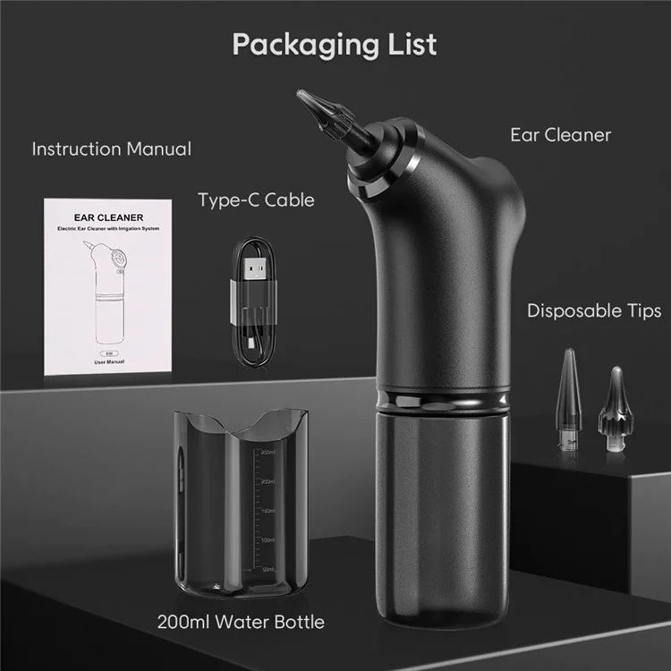 E30 4 Modes Electric Ear Cleaner Water Irrigation Ear Washer with 200ml Water Tank
