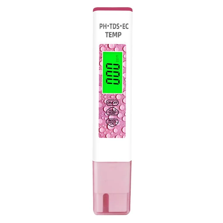 Penna tester portatile per il monitoraggio della qualità dell'acqua 4 in 1 PH TDS EC TEMP - Rosa 