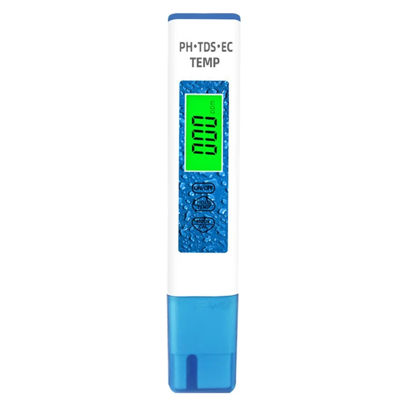 4-in-1 PH TDS EC TEMP Test Pen Portable Water Quality Monitor Tester - Blue