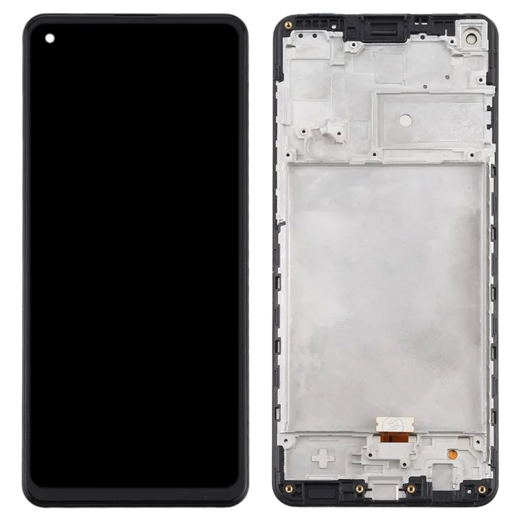 OEM LCD Screen and Digitizer Assembly + Frame Repair Part (Without Logo) for Samsung Galaxy A21s SM-A217 - Black