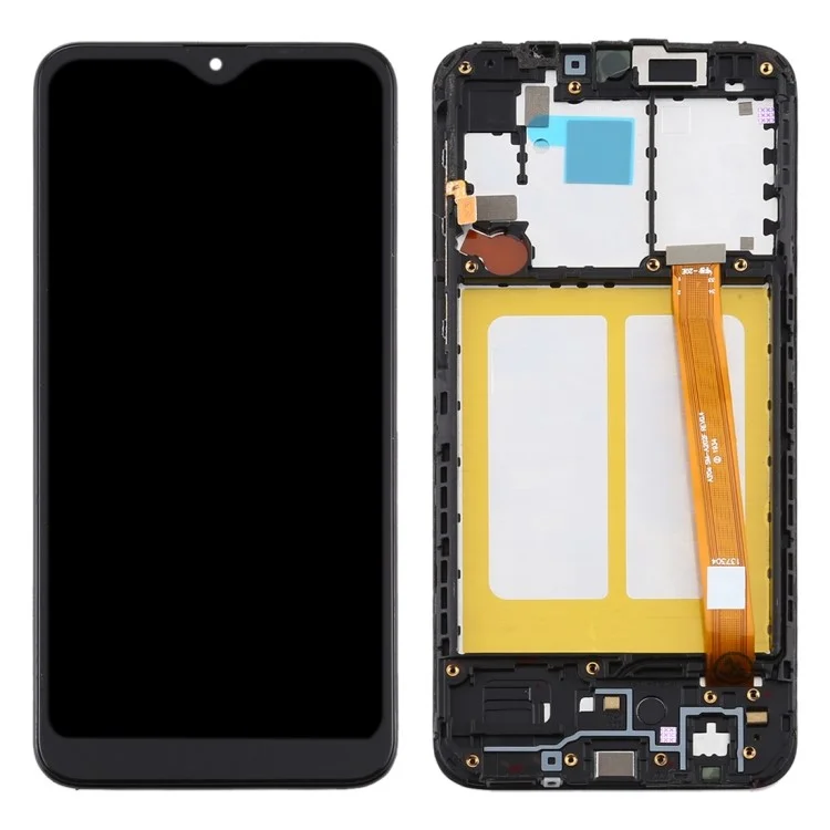 OEM-LCD-Bildschirm und Digitizer-Baugruppe + Rahmen-Reparaturteil (ohne Logo) für Samsung Galaxy A20e SM-A202F - Schwarz