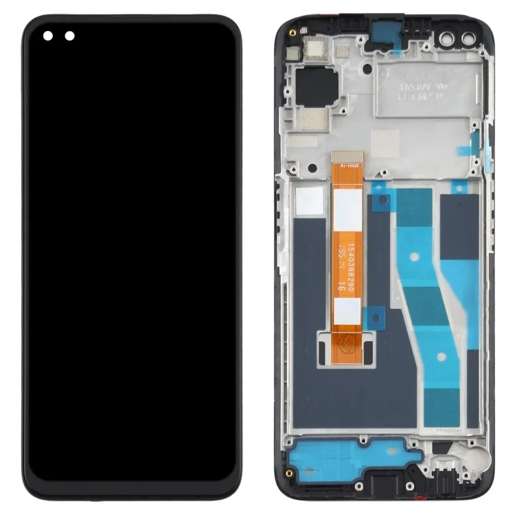 OEM LCD Screen And Digitizer Assembly + Frame Reparo Part For Realme 6 Pro - Preto