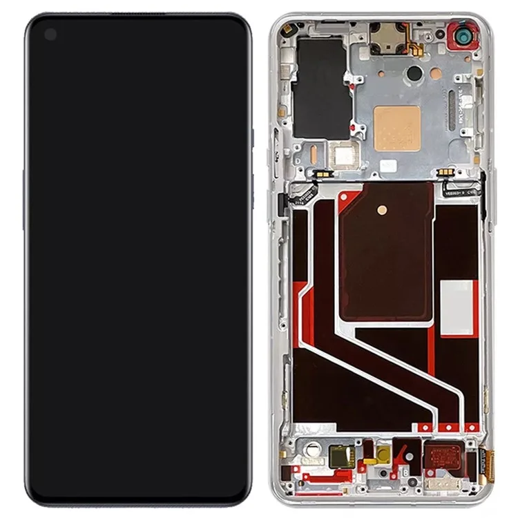 For OnePlus 9 Pro 5G Grade B AMOLED Screen and Digitizer Assembly + Frame Part (Without Logo) - Silver