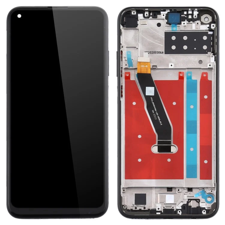 Grade C LCD Screen And Digitizer Assembly + Frame Substituição Parte (sem Logotipo) Para Huawei P40 Lite E / Y7p (2020) - Preto