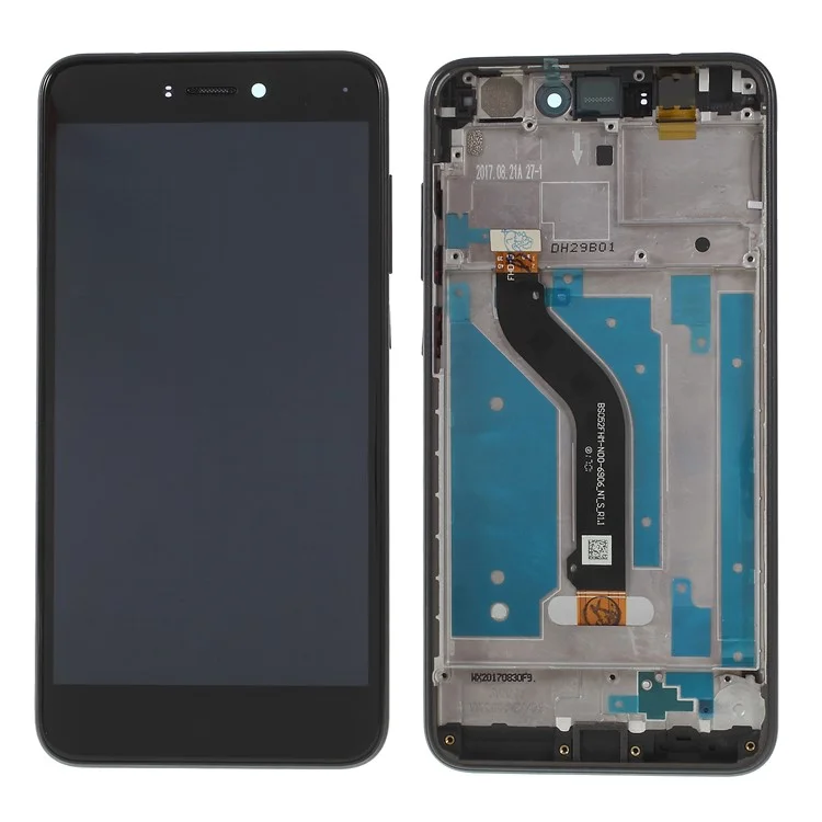 Para Huawei P8 Lite (2017)/Honor 8 Lite Pantalla LCD y conjunto de digitalizador de Grado B + Parte del marco (sin logotipo) - Negro