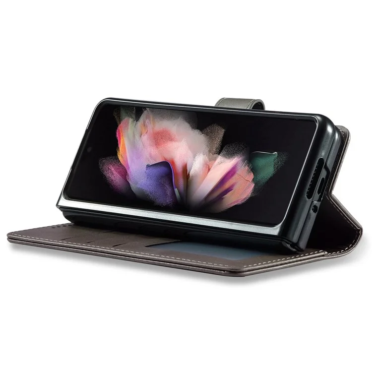 LC.IMEEKE para Samsung Galaxy Z Fold4 5G Capa de telefone à prova de choque Fecho magnético Suporte de carteira Capa de telefone dobrável em couro PU - Cinza