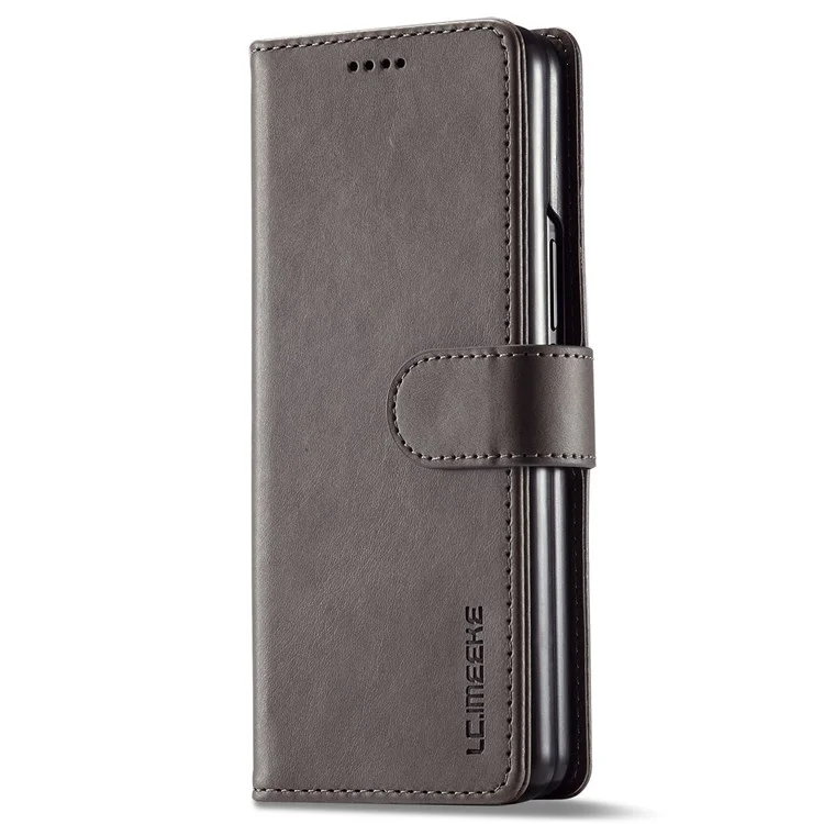 LC.IMEEKE para Samsung Galaxy Z Fold4 5G Capa de telefone à prova de choque Fecho magnético Suporte de carteira Capa de telefone dobrável em couro PU - Cinza