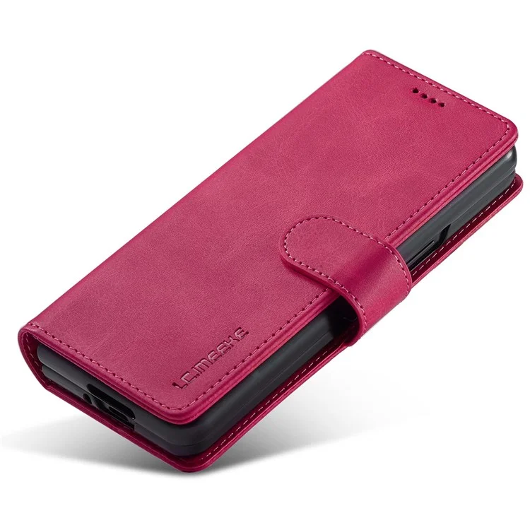 LC.IMEEKE for Samsung Galaxy Z Fold4 5G Shockproof Phone Cover Magnetic Clasp Stand Wallet PU Leather Folding Phone Case - Rose