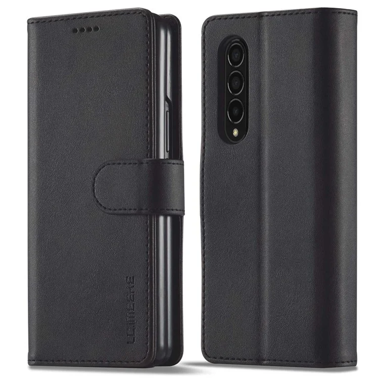 LC.IMEEKE para Samsung Galaxy Z Fold4 5G Cubierta de teléfono antichoque Cierre magnético Soporte de billetera Carcasa plegable de piel sintética - Negro