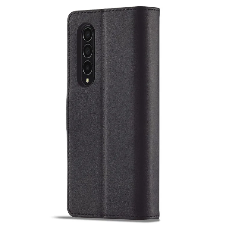 LC.IMEEKE para Samsung Galaxy Z Fold4 5G Cubierta de teléfono antichoque Cierre magnético Soporte de billetera Carcasa plegable de piel sintética - Negro