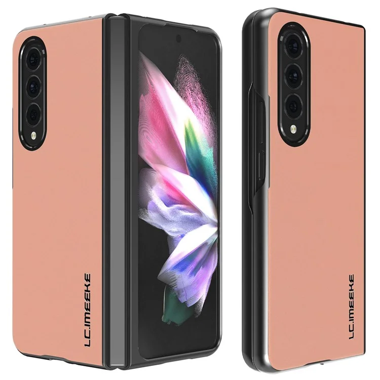 Lc. Imeeke Per Samsung Galaxy Z Fold4 5G TPU Frame in Pelle PC Cover di Piegatura Anti-scratch - Rosa