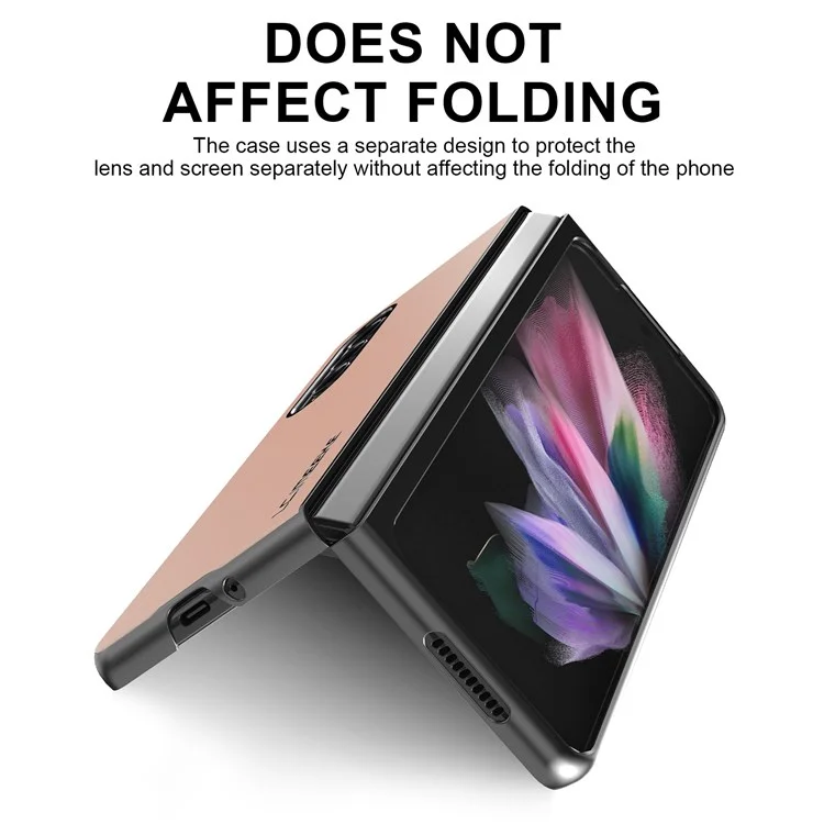 Lc. Imeeke Per Samsung Galaxy Z Fold4 5G TPU Frame in Pelle PC Cover di Piegatura Anti-scratch - Rosa