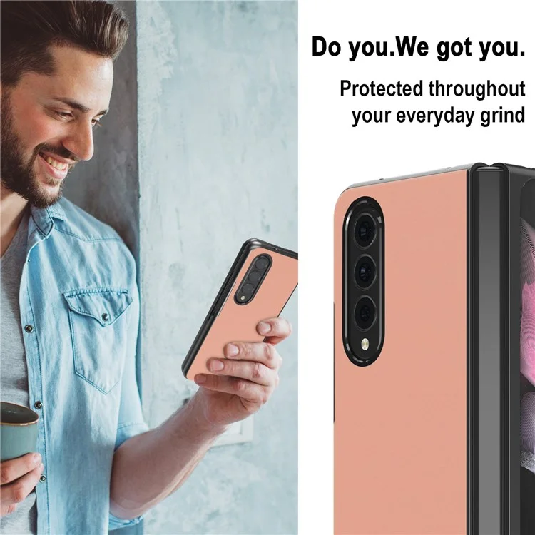 Lc. Imeeke Per Samsung Galaxy Z Fold4 5G TPU Frame in Pelle PC Cover di Piegatura Anti-scratch - Rosa