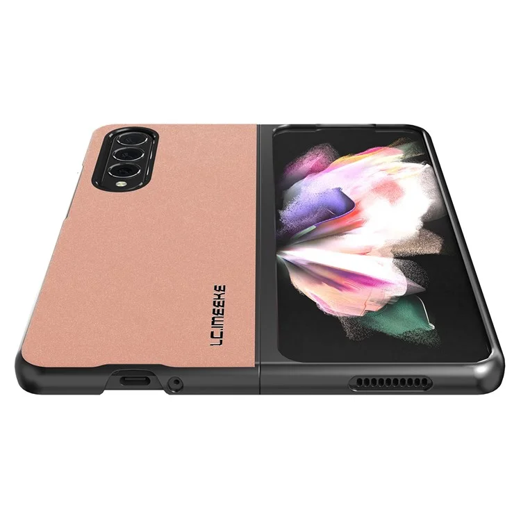 Lc. Imeeke Per Samsung Galaxy Z Fold4 5G TPU Frame in Pelle PC Cover di Piegatura Anti-scratch - Rosa