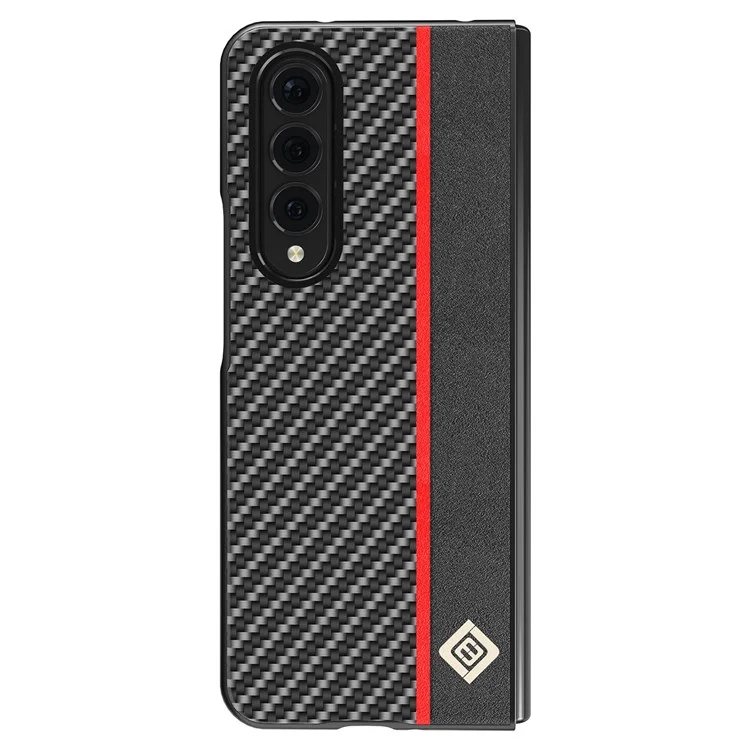 LC.IMEEKE for Samsung Galaxy Z Fold4 5G Carbon Fiber Stitching Leather + PC Phone Case Anti-shock Folding Cover - Black