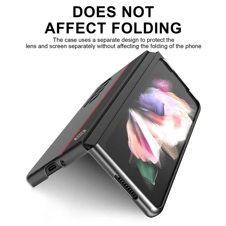 LC.IMEEKE for Samsung Galaxy Z Fold4 5G Carbon Fiber Stitching Leather + PC Phone Case Anti-shock Folding Cover - Black