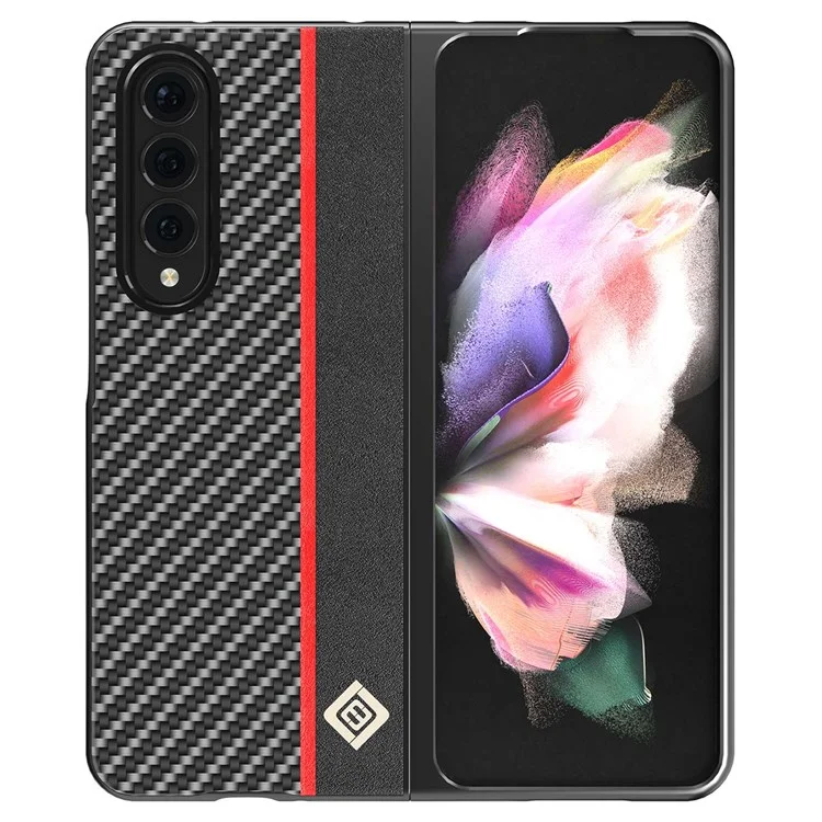 LC.IMEEKE for Samsung Galaxy Z Fold4 5G Carbon Fiber Stitching Leather + PC Phone Case Anti-shock Folding Cover - Black