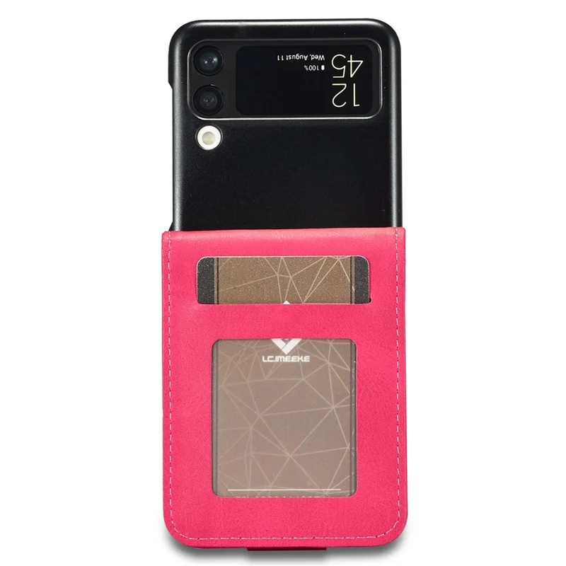 LC.IMEEKE Per Samsung Galaxy Z Flip4 5G Custodia Pieghevole in Pelle PU Texture Protettiva Cover con Supporto Porta Schede - Rosa