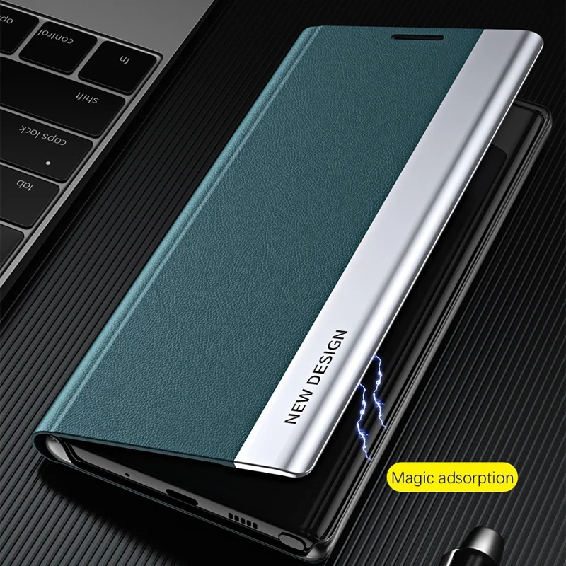 For iPhone 14 Pro 6.1 inch PU Leather Stand Case Electroplating Phone Cover - Green