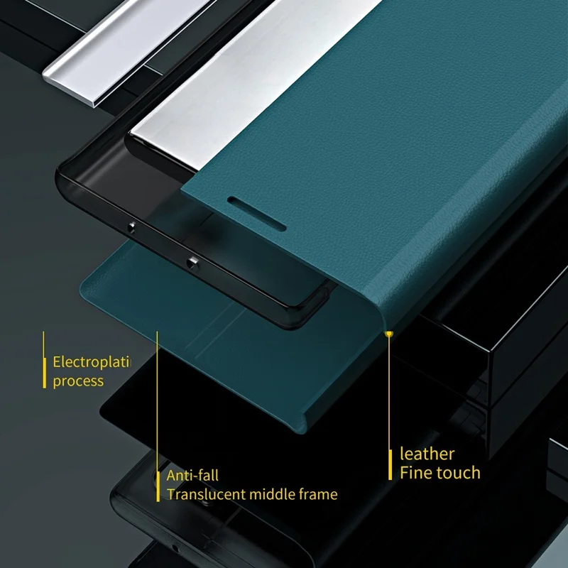 For iPhone 14 Pro 6.1 inch PU Leather Stand Case Electroplating Phone Cover - Green