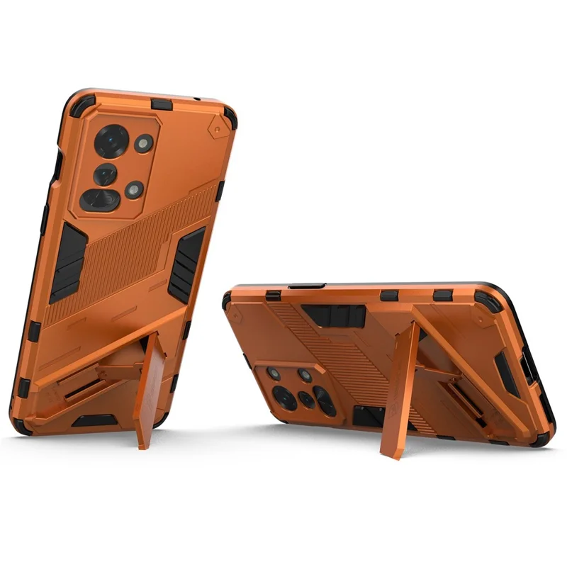 For OnePlus Nord 2T 5G Hard PC Soft TPU Hybrid Cover Kickstand Shockproof Protective Phone Case - Orange