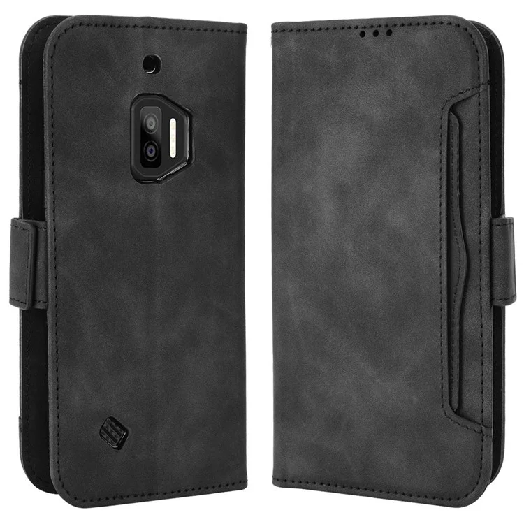 For Oukitel WP12/WP12 Pro PU Leather Wallet Case Multiple Card Slots Stand Dual Magnetic Clasp Protective Cover - Black