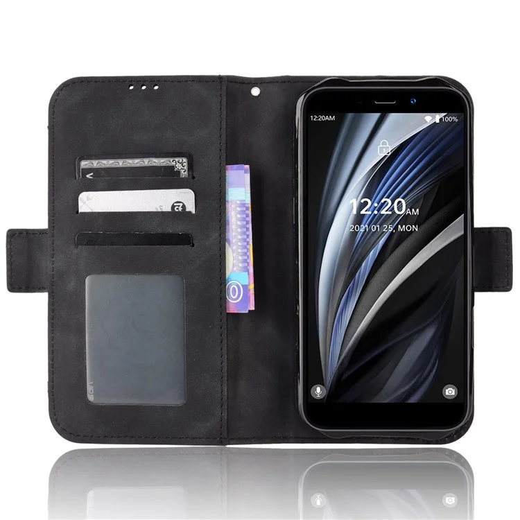 For Oukitel WP12/WP12 Pro PU Leather Wallet Case Multiple Card Slots Stand Dual Magnetic Clasp Protective Cover - Black