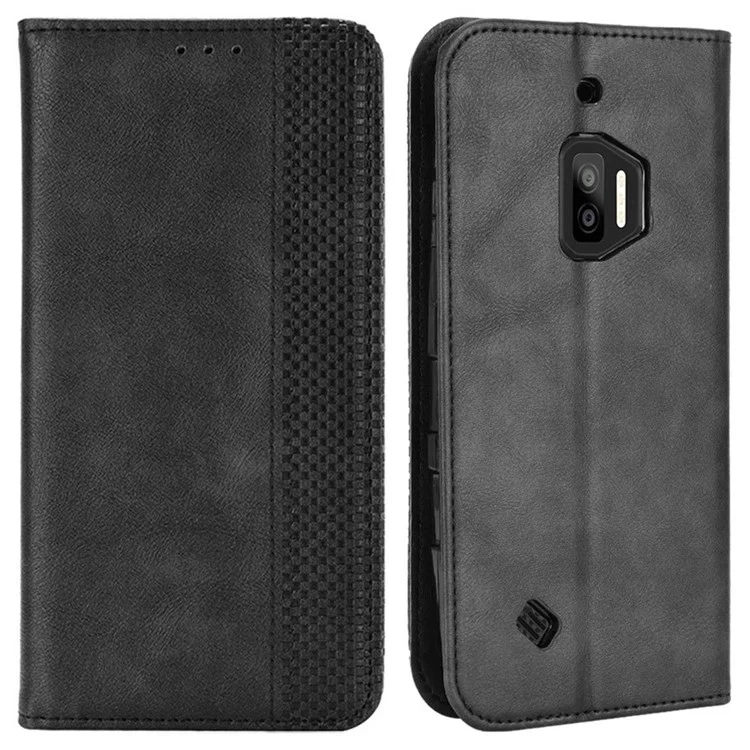 For Oukitel WP12/WP12 Pro Retro Texture Wallet Phone Case PU Leather Magnetic Auto-absorbed Stand Folio Cover - Black