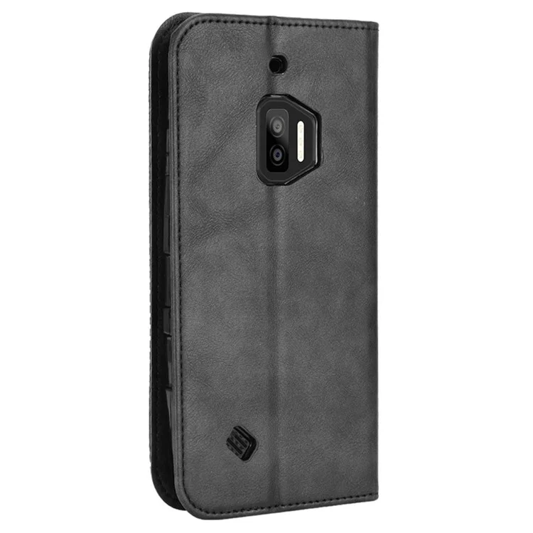 For Oukitel WP12/WP12 Pro Retro Texture Wallet Phone Case PU Leather Magnetic Auto-absorbed Stand Folio Cover - Black