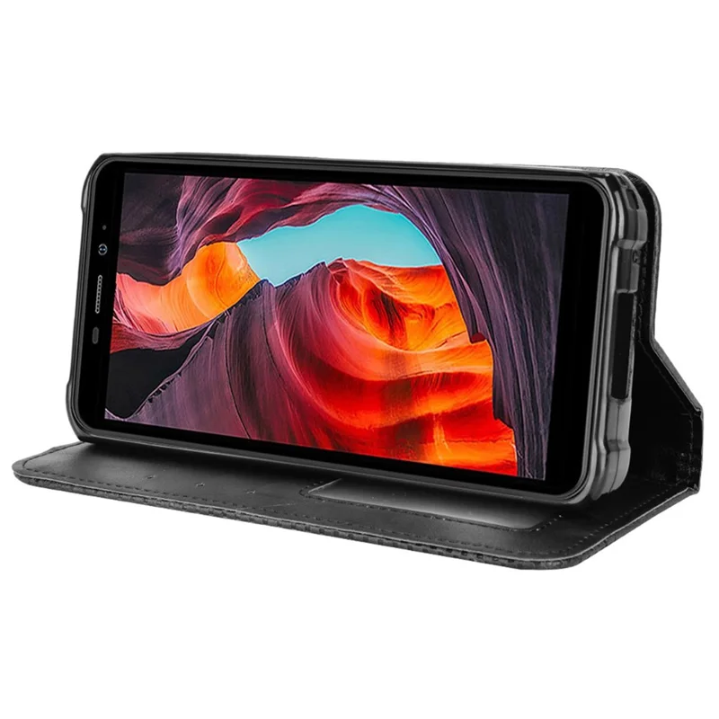 Folia PU zamszowa w stylu retro z portfelem i funkcją podpórki dla Ulefone Armor X10 4G/X10 Pro 4G, automatyczne zamykanie magnetyczne - Czarny