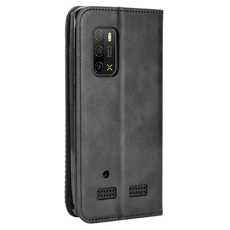 Folia PU zamszowa w stylu retro z portfelem i funkcją podpórki dla Ulefone Armor X10 4G/X10 Pro 4G, automatyczne zamykanie magnetyczne - Czarny