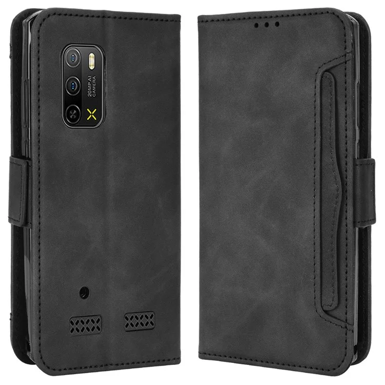 For Ulefone Armor X10 4G/X10 Pro 4G PU Leather Flip Wallet Case Multiple Card Slots Stand Magnetic TPU Shockproof Inner Shell Cover - Black