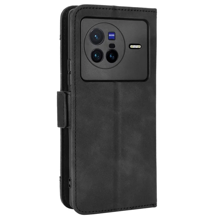 Couvercle en Cuir à Machines à Sous Plusieurs Cartes Pour Vivo X80 5G, pu Leather Wallet Stand Flio Flip Phone Case - le Noir