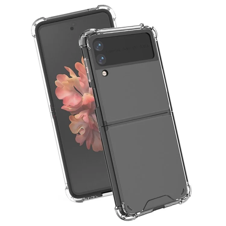 Pour Samsung Galaxy Z Flip4 5G Four Corners Anti-drop TPU Frame+Acrylic Back Cover Transparent Phone Case