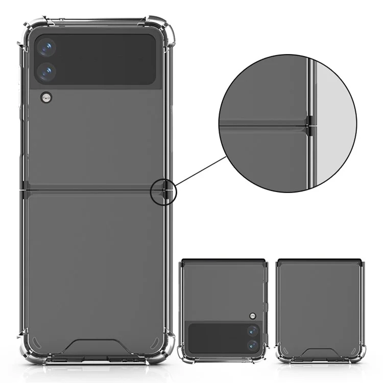 Pour Samsung Galaxy Z Flip4 5G Four Corners Anti-drop TPU Frame+Acrylic Back Cover Transparent Phone Case