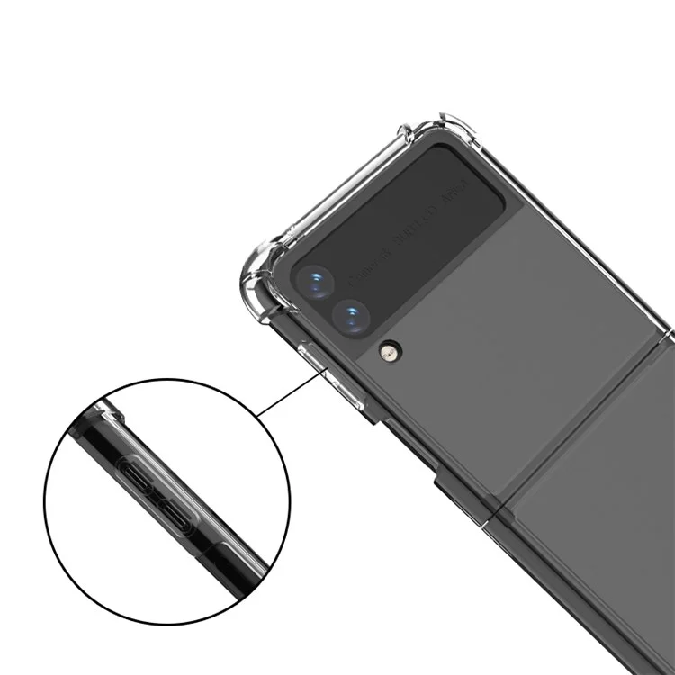 Pour Samsung Galaxy Z Flip4 5G Four Corners Anti-drop TPU Frame+Acrylic Back Cover Transparent Phone Case