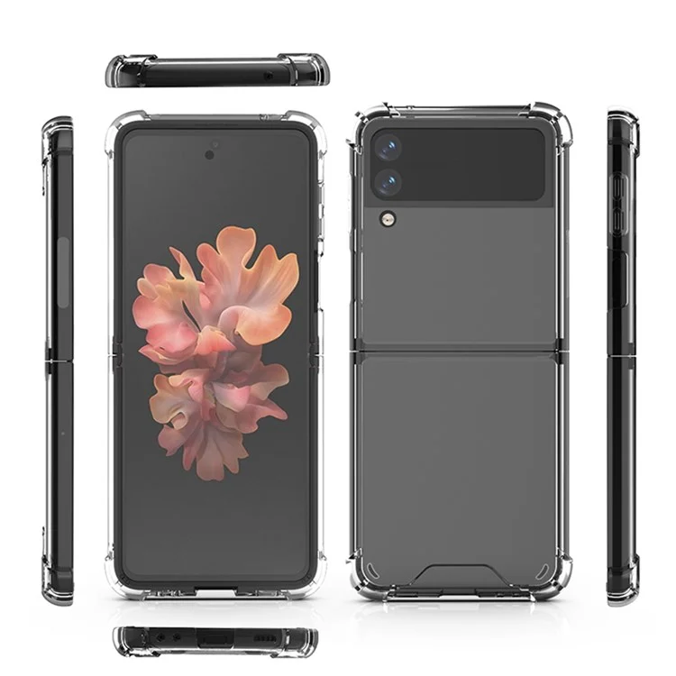 Pour Samsung Galaxy Z Flip4 5G Four Corners Anti-drop TPU Frame+Acrylic Back Cover Transparent Phone Case