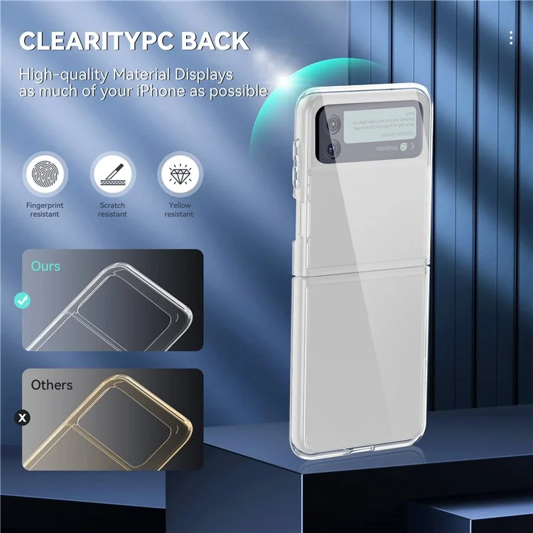 Pour Samsung Galaxy Z Flip4 5G Transparent Soft TPU Frame + Hard PC Back Cover Anti-fingerprint Yellow-resistant Phone Case