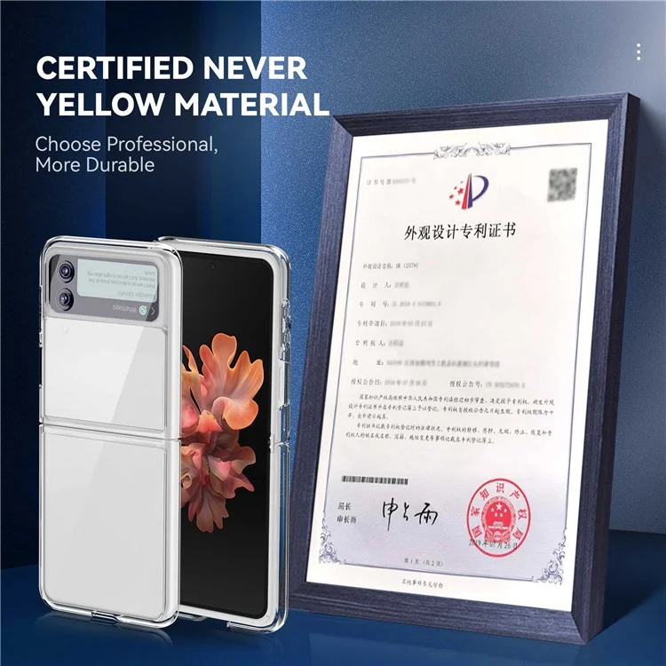 Pour Samsung Galaxy Z Flip4 5G Transparent Soft TPU Frame + Hard PC Back Cover Anti-fingerprint Yellow-resistant Phone Case