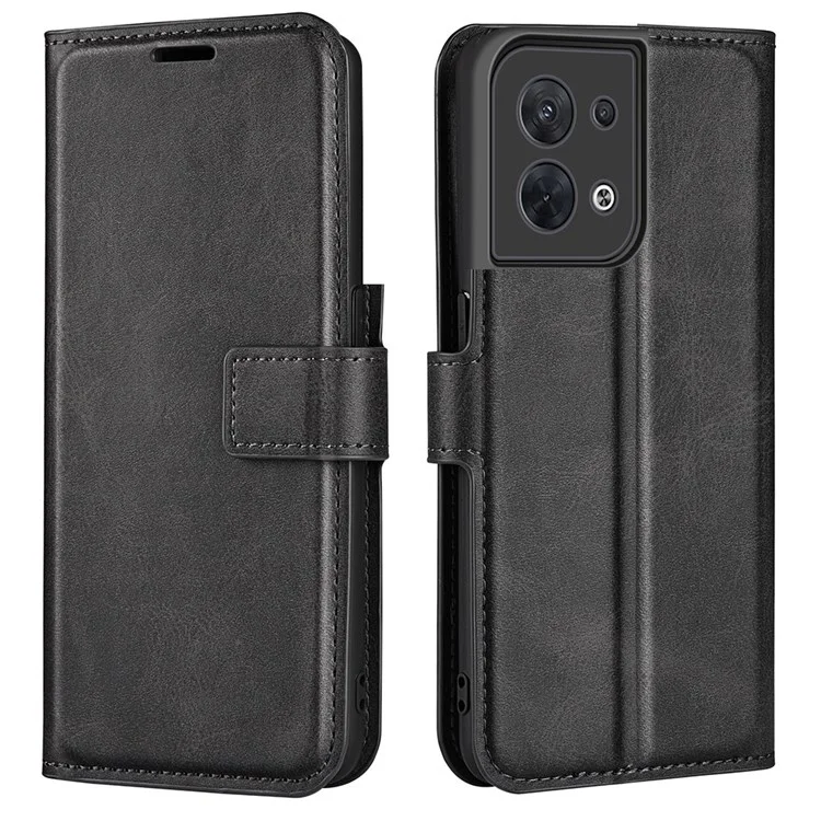 Für Oppo Reno8 5G (globale Version) / Reno8 5G Schockdes Telefon Hülle Square Magnetic Clasp Cover Anti-wear PU Leder Ständer Flip Wallet Schütze - Schwarz