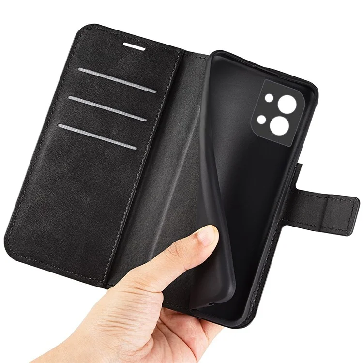 Für Oppo Reno8 5G (globale Version) / Reno8 5G Schockdes Telefon Hülle Square Magnetic Clasp Cover Anti-wear PU Leder Ständer Flip Wallet Schütze - Schwarz