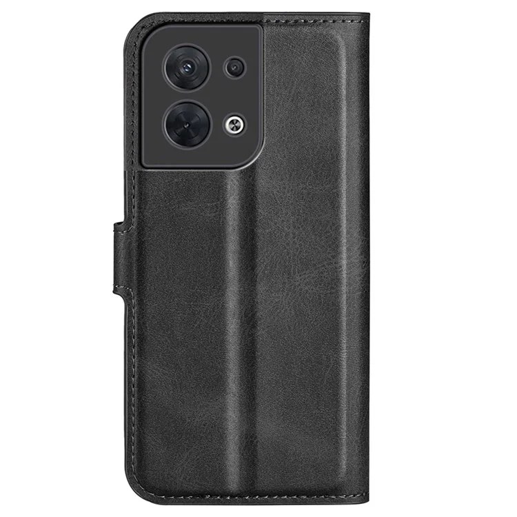 Für Oppo Reno8 5G (globale Version) / Reno8 5G Schockdes Telefon Hülle Square Magnetic Clasp Cover Anti-wear PU Leder Ständer Flip Wallet Schütze - Schwarz