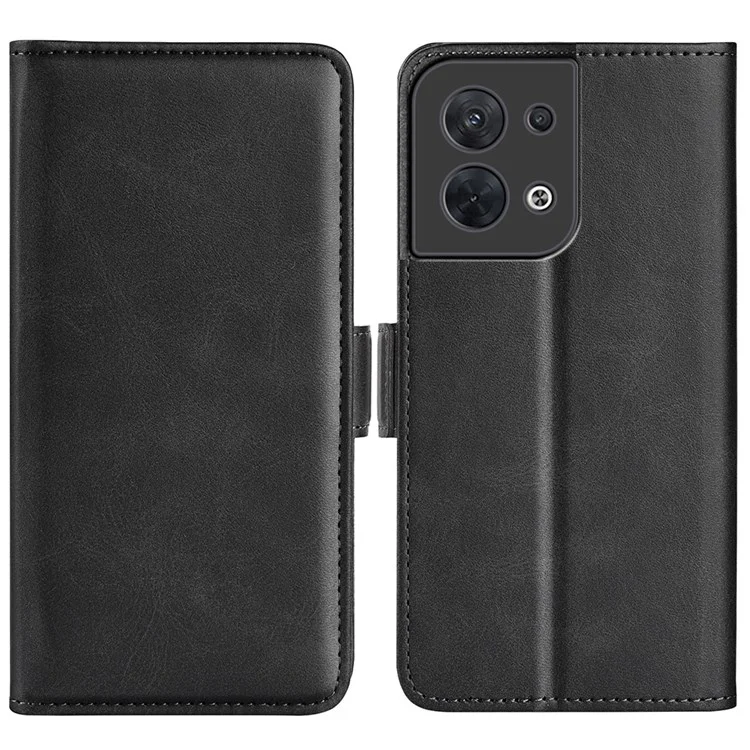 Für Oppo Reno8 5G (globale Version) / Reno8 5G Folio Flip Magnetic Wear-resistenter Telefonhülle Ständer Schockdes Pu-leder-brieftaschen-beschützer im Stil - Schwarz