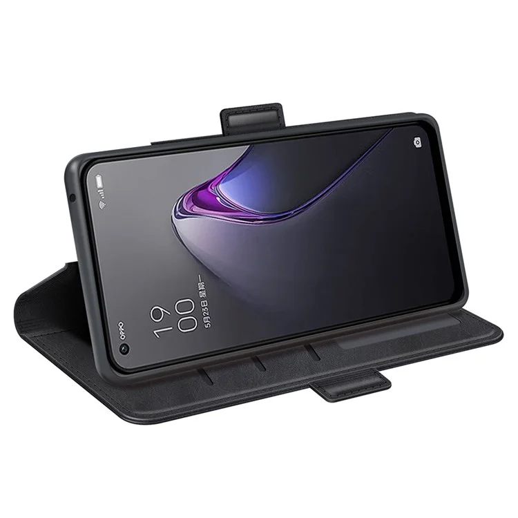 Für Oppo Reno8 5G (globale Version) / Reno8 5G Folio Flip Magnetic Wear-resistenter Telefonhülle Ständer Schockdes Pu-leder-brieftaschen-beschützer im Stil - Schwarz