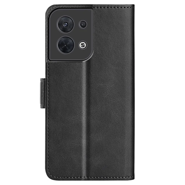 Für Oppo Reno8 5G (globale Version) / Reno8 5G Folio Flip Magnetic Wear-resistenter Telefonhülle Ständer Schockdes Pu-leder-brieftaschen-beschützer im Stil - Schwarz