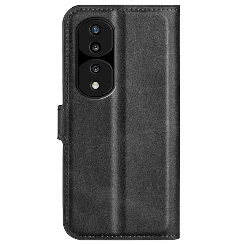 For Honor 70 5G PU Leather Stand Wallet Feature Magnetic Case Square Wear-resistant TPU Flip Book Cover - Black