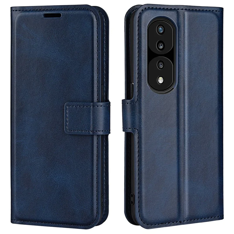 For Honor 70 5G PU Leather Stand Wallet Feature Magnetic Case Square Wear-resistant TPU Flip Book Cover - Blue