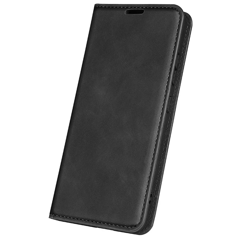 For Honor 70 5G Skin-Touch Feeling PU Leather Case Magnetic Auto-Absorbed Stand Shockproof TPU Flip Wallet Protective Cover - Black