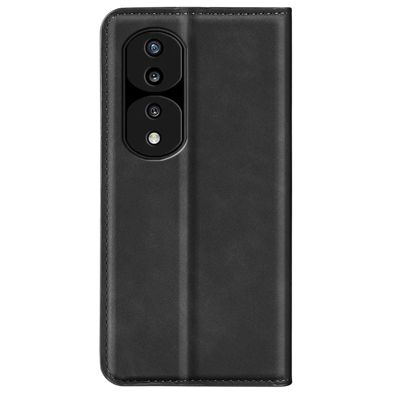 For Honor 70 5G Skin-Touch Feeling PU Leather Case Magnetic Auto-Absorbed Stand Shockproof TPU Flip Wallet Protective Cover - Black