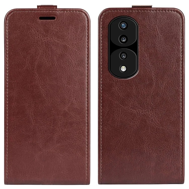 Para Honor 70 5G Flip Phip Telephip Case Crazy Horse Textura PU Cubierta Protectora de Cuero Con Ranura Para Tarjetas - Marrón
